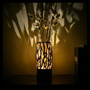 Handmade wooden Nordic style night lamp sitting